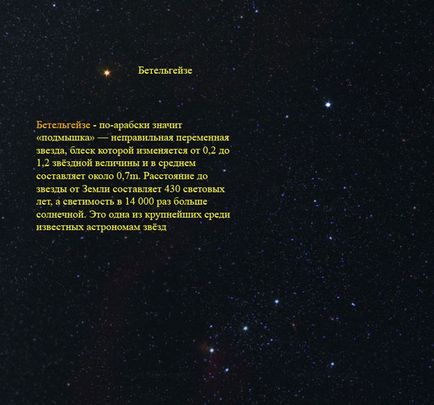 Бетельгейзе одна з найбільших зірок, сузір'я