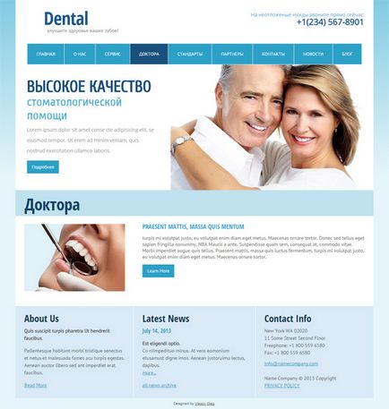 Dental-lite, wordpress téma, a fogászati ​​klinika - gyűjteménye wordpress