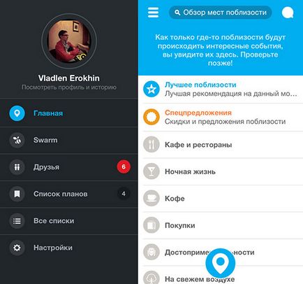 Foursquare és raj kommunikációs alkalmazások egymással, mintegy foursquare