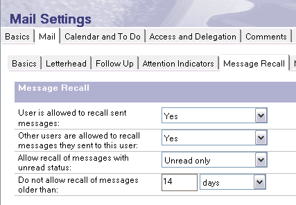 Використання функції відгуку повідомлень message recall в ibm lotus notes і domino v8