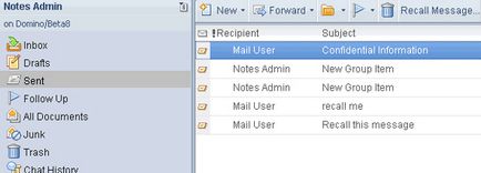 Folosind funcția de rechemare a rechemării mesajelor în ibm lotus notes și domino v8