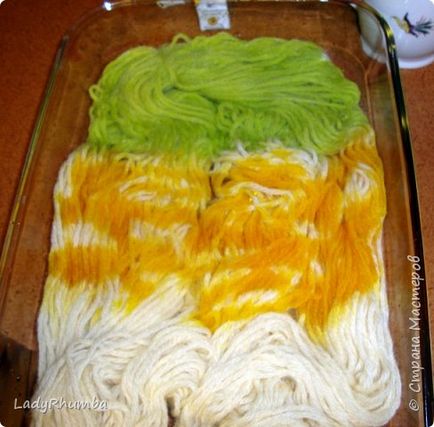 Cum de a colora fire de lână într-un cuptor cu microunde cu coloranți alimentari, țara de masterat
