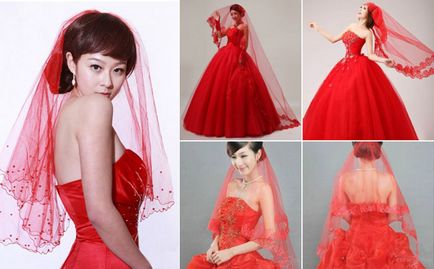 Червона фата для нареченої або дівич-вечора - з яким платтям і аксесуарами поєднується, фото