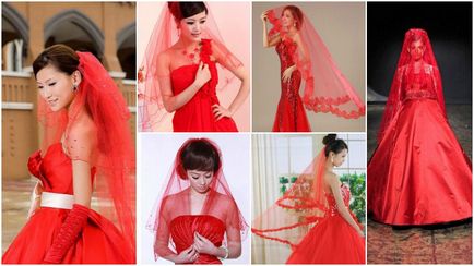 Roșu voal pentru petrecerea de mireasă sau de găină - cu ce rochie și accesorii sunt combinate, foto