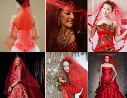 Червона фата для нареченої або дівич-вечора - з яким платтям і аксесуарами поєднується, фото