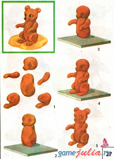 Modelarea plastilinei ursului în etape - modelarea animalelor din plasticină