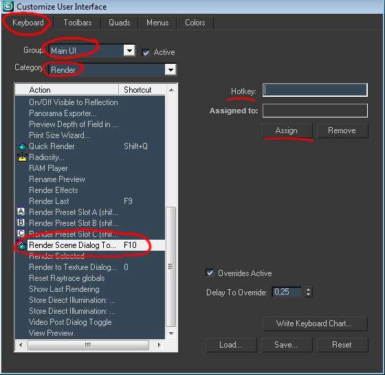 Призначення гарячих клавіш (хоткейс) в 3ds max
