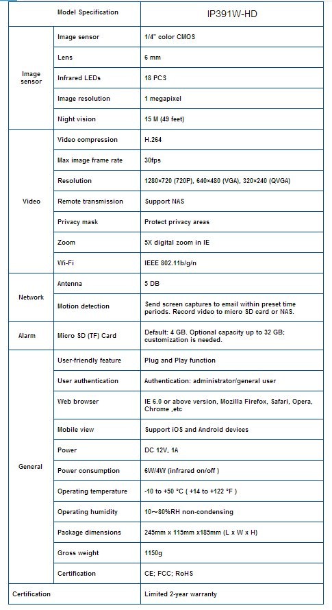 Supraveghere în exterior ip-video camera de supraveghere tenvis ip391w-hd