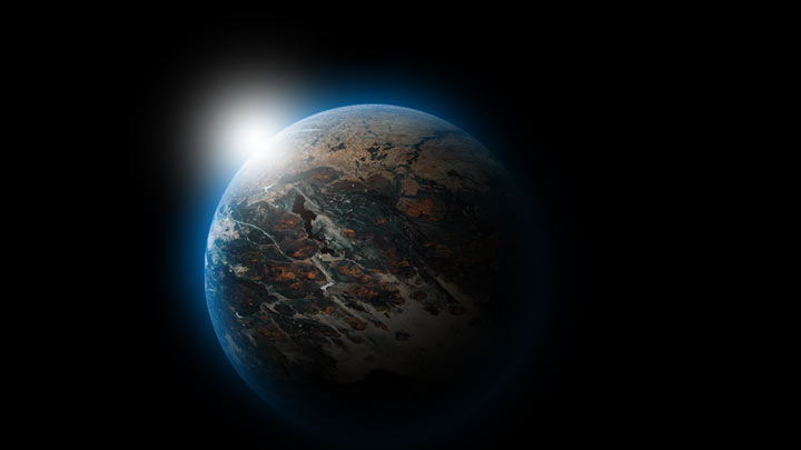 Planeta pe fundalul stelelor din Photoshop