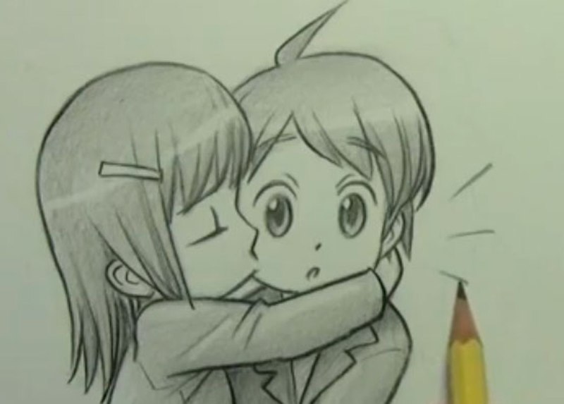 Pas cu pas trage un sarut anime - cum să atragă un înger în creion pas cu pas