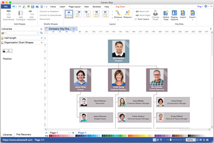 Program létrehozása szervezeti diagram egy mac Windows és Linux