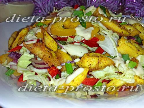 Saláta kínai kel Chicken (csirke, kínai kel) Kínai kel saláta csirkével