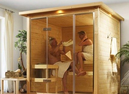 Saună la domiciliu în camera de baie a mini-saună în apartament (fotografie)