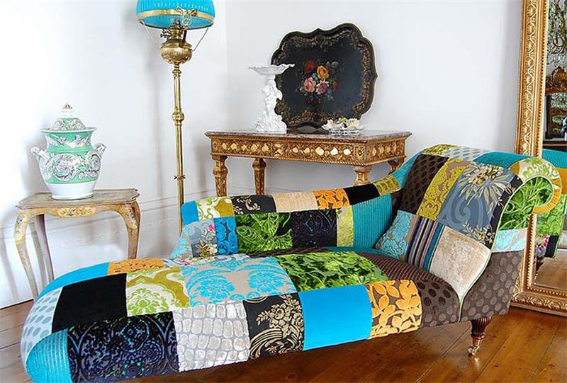 Patchwork stil în interior cu mozaic proprii ca o bucătărie, dormitor, camera pentru copii și