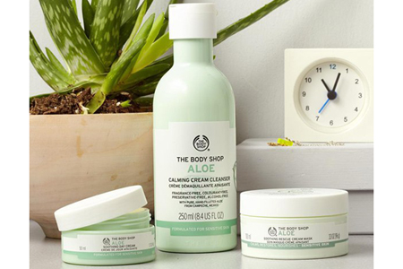 Догляд за чутливою шкірою від the body shop з алое, догляд за обличчям