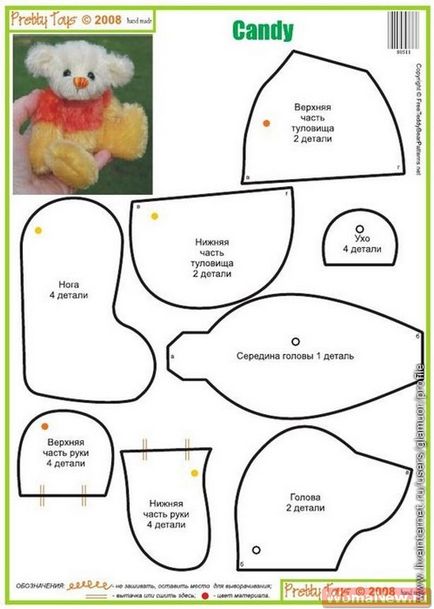 Minta mackókat, varrás oktatás (Teddy) Minta Maci, tanult varrás
