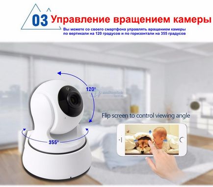 Wi-fi ip камера поворотна hd 720p управлінням через ios або android смартфон (модель unitoptek