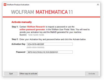 Wolfram support quick answers як активувати систему mathematica вручну