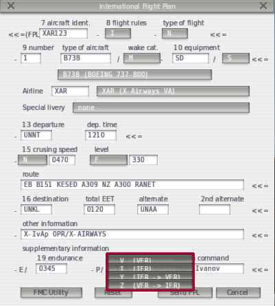 Заповнюємо польотний план в ivao - учебка x-airways