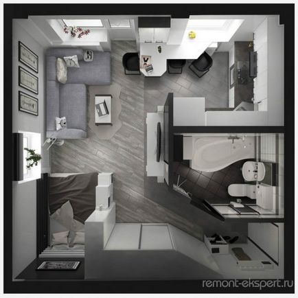 Proiectarea unei fotografii de apartament cu o cameră de interior modern