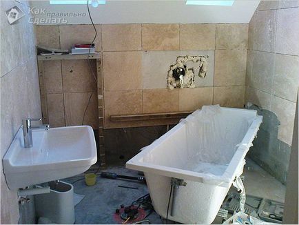 Hogyan, hogy összehangolják a fal a fürdőszobában - a nyomvonal a falak Photo