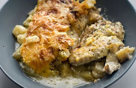Cartofi cu pui pe un protvin în cuptor rețetă cu o fotografie, un blog culinar
