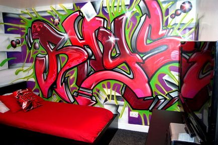 Wallpaper с графити стени в стаята как-да инструкции, видео и снимки