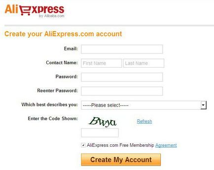 Înregistrați-vă pentru aliexpress și completați adresa de livrare