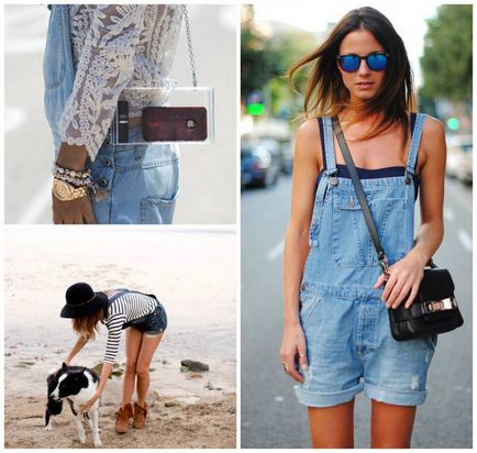 З чим носити джинсовий комбінезон шорти влітку фото і відео приклади