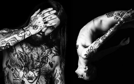 Tattoo ca o decorare de frumusete a unui tatuat corp de sex masculin în lumea modei