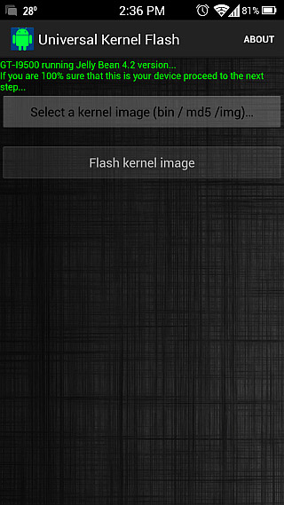Universal kernel flash - un utilitar pentru încorporarea unui kernel personalizat pentru un număr de dispozitive Android -