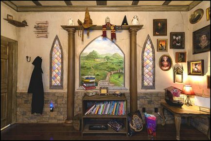 Mágikus szoba a stílus Harry Potter (sok fotó)