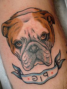 Bulldog tatuaj (valoare, schițe, fotografie), tattoofot