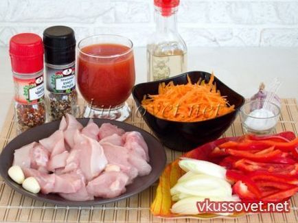 Куряча грудка тушкована з овочами, рецепт з фото покроковий