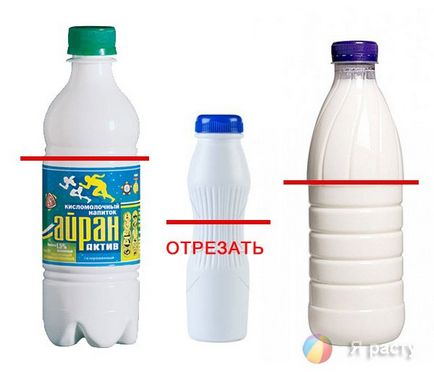 Crini din vale și cireșe de înflorire din sticle de plastic