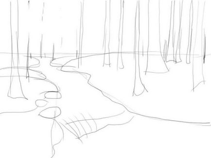 Pădurea în etape - cum să desenezi o pădure în creion pas cu pas