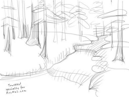 Ліс поетапно малювати - як намалювати ліс олівцем поетапно малювання pinterest