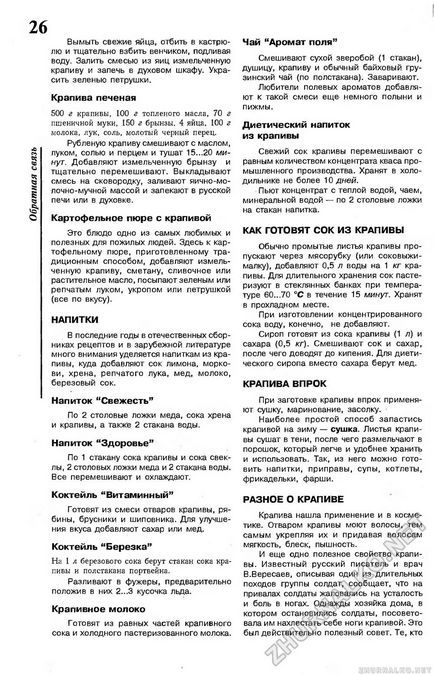 Напої як готують сік з кропиви кропива запас різний про кропиву - зроби сам (вогник) 1996-02,