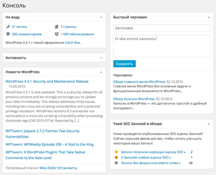 Principala consola wordpress