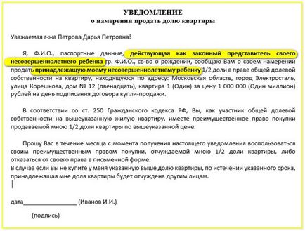 Переважне право купівлі частки в квартирі повідомлення, зразок, як обійти