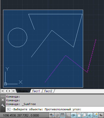 Suma lungimilor segmentelor, autocad