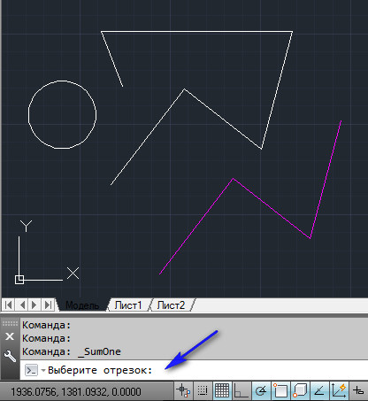 Suma lungimilor segmentelor, autocad