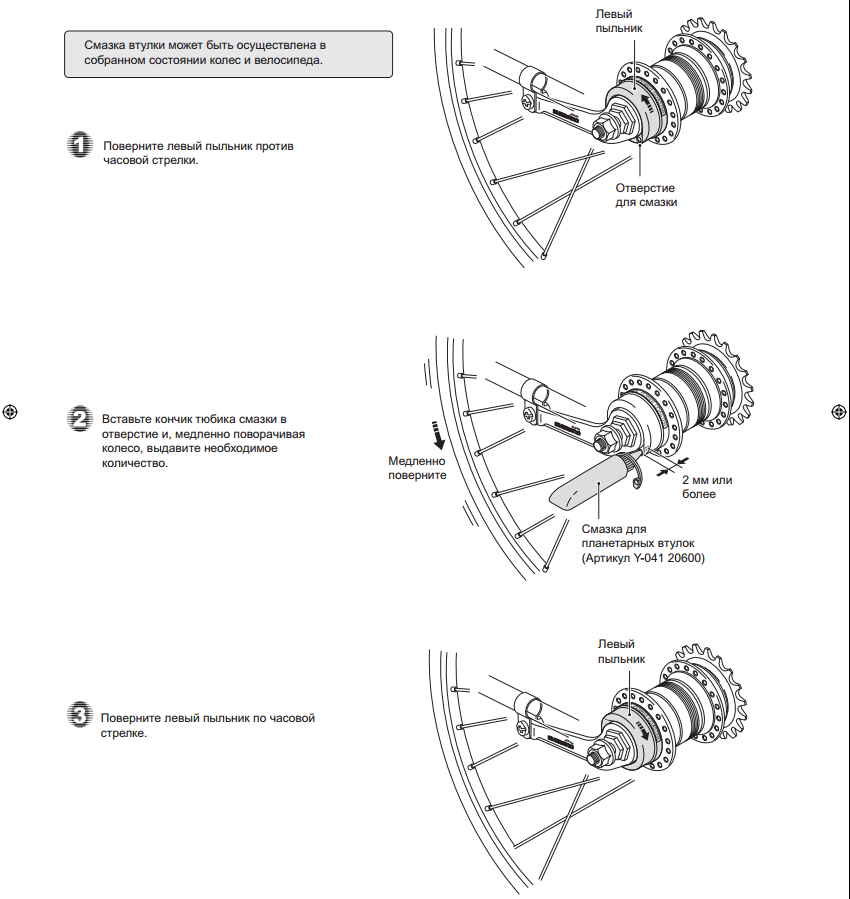 Întreținerea manșonului planetar shimano nexus inter 3 (sg-3c41), informații oficiale