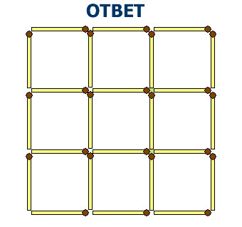 Завдання з сірниками 1 чотири квадрати