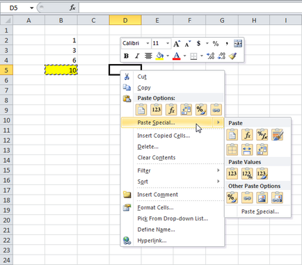 300 példa Excel Beillesztés opciók