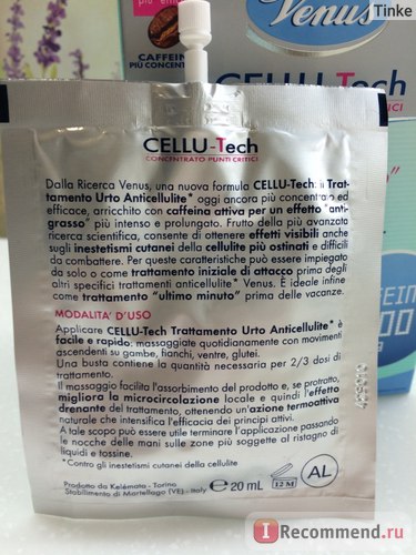 Anticellulit jelenti venus Cellu-tech trattamento urto narancsbőr caffeina 160ml - «fej