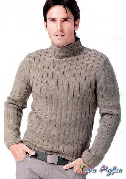 Білий чоловічий светр спицями з описом і схемами