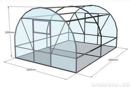 Креслення теплиць з полікарбонату будиночком і арочні схеми на фото, проекти з розмірами