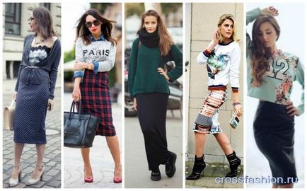 Grupul Crossfashion - cu ceea ce poți purta o fustă de creion în toamnă, combinând cu îmbrăcăminte exterioară, încălțăminte și