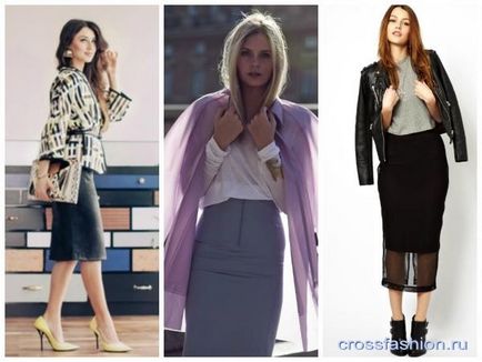 Grupul Crossfashion - cu ceea ce poți purta o fustă de creion în toamnă, combinând cu îmbrăcăminte exterioară, încălțăminte și